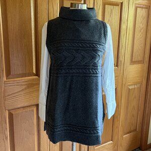 TALBOTS -- Cable Knit Funnel Neck Sweater Vest - Shadow Heather -- NEW with Tag
